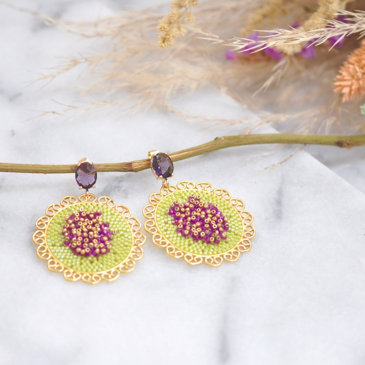 Aretes Purple Buoquet - Ana Lince Accesorios - Accesorios para Mujer - Atemporales & Sostenibles