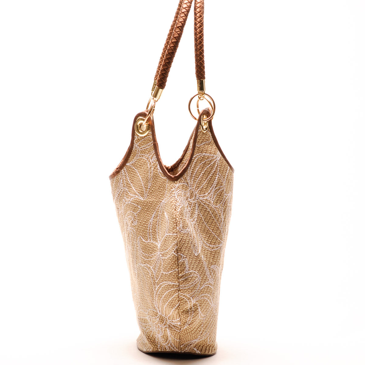 Bolso Round Jute White Flowers - Ana Lince Accesorios - Accesorios para Mujer - Atemporales & Sostenibles